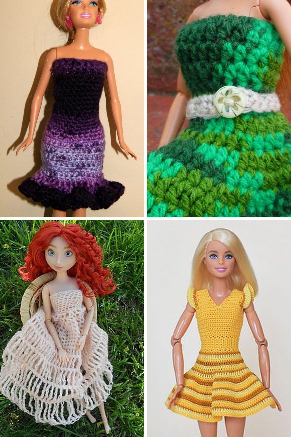 11 Crochet Fashion Doll Dress Free Patterns