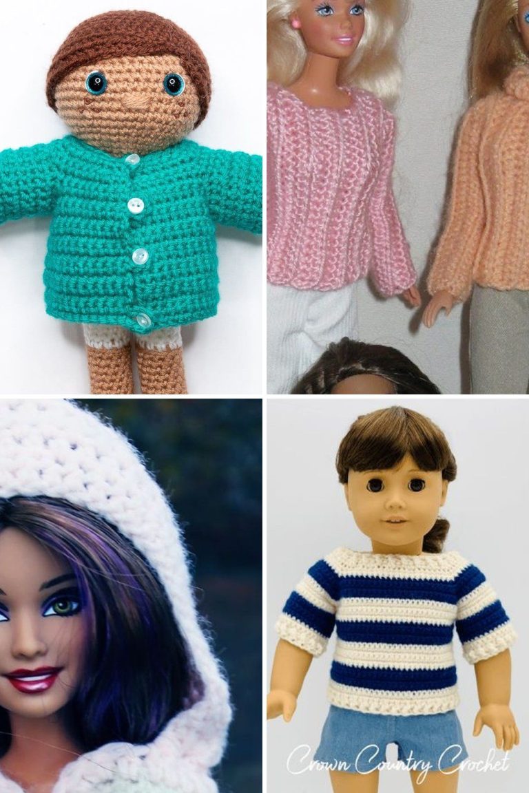 10 Crochet Doll Sweater and Cardigan Free Patterns