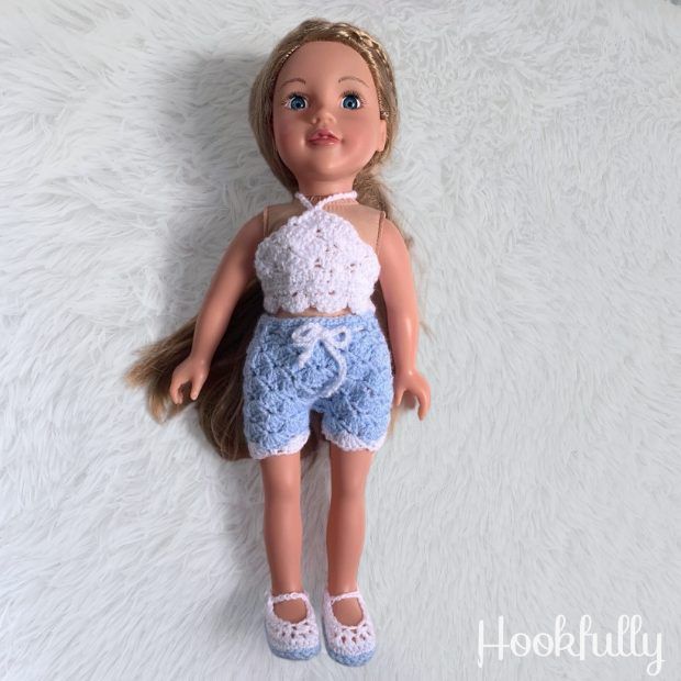 Summer Doll Clothes Set free crochet pattern by Hookfully