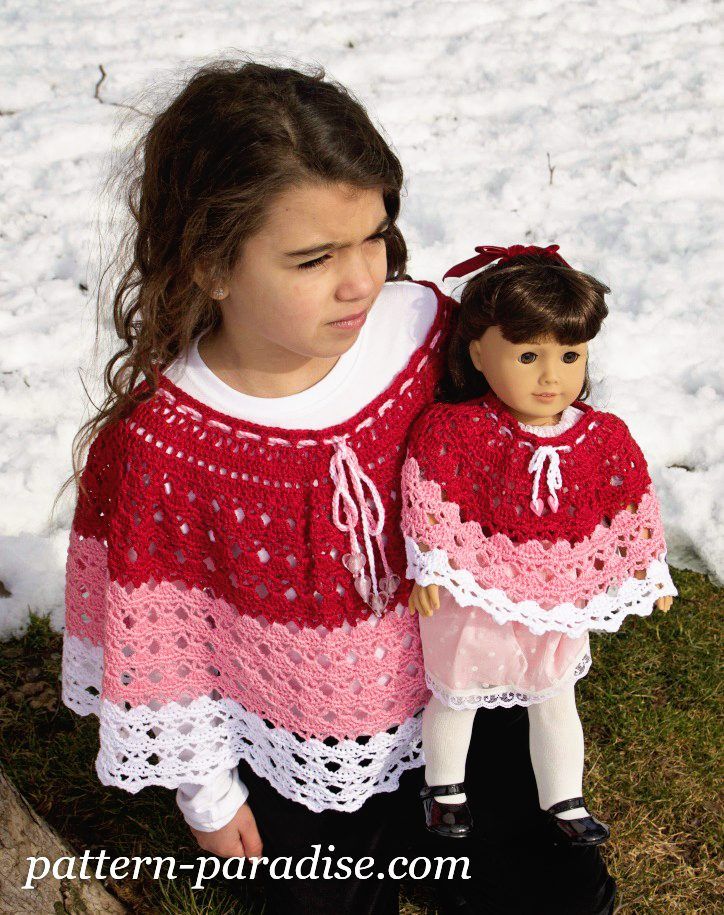 Abby's Dolly and Me Poncho free crochet pattern by Pattern Paradise