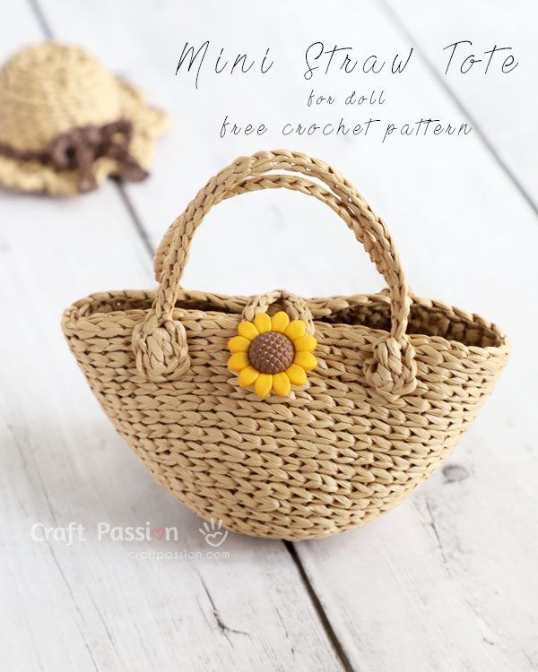 Mini Straw Tote free crochet pattern by Joanne Loh, Craft Passion