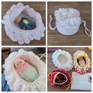 Crochet Doll Cradle/Purse free crochet pattern by PJ Allen (Pam Sykes)