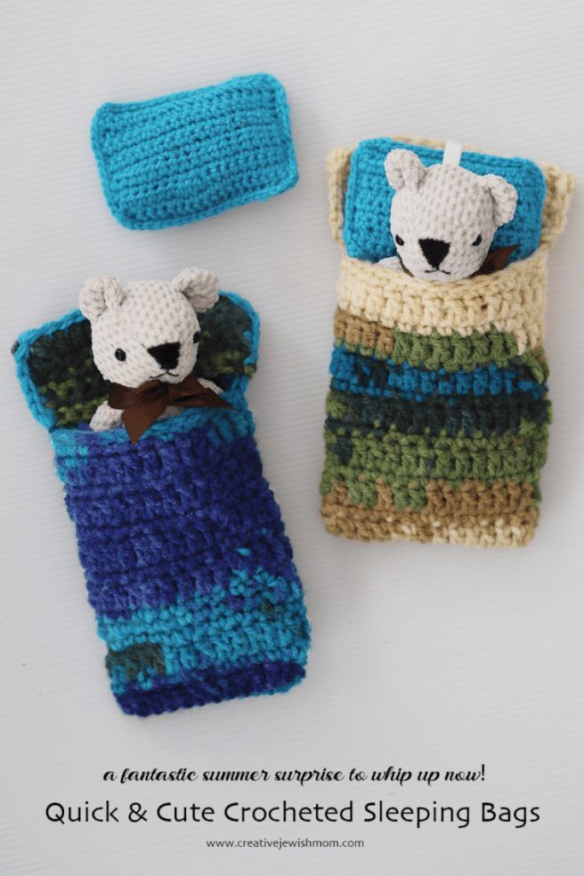 Crocheted Doll Sleeping Bag free crochet pattern by Creative Jewish Mom
