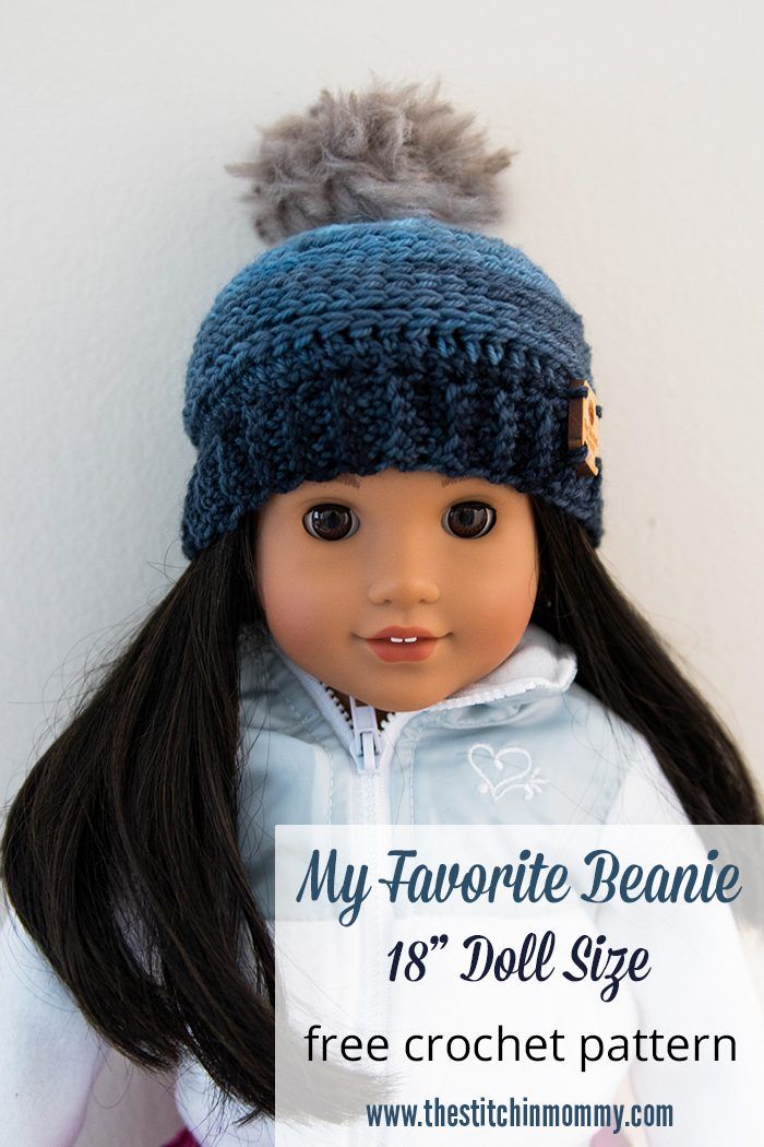 My Favorite Beanie for 18-Inch Dolls free crochet pattern by The Stitchin Mommy