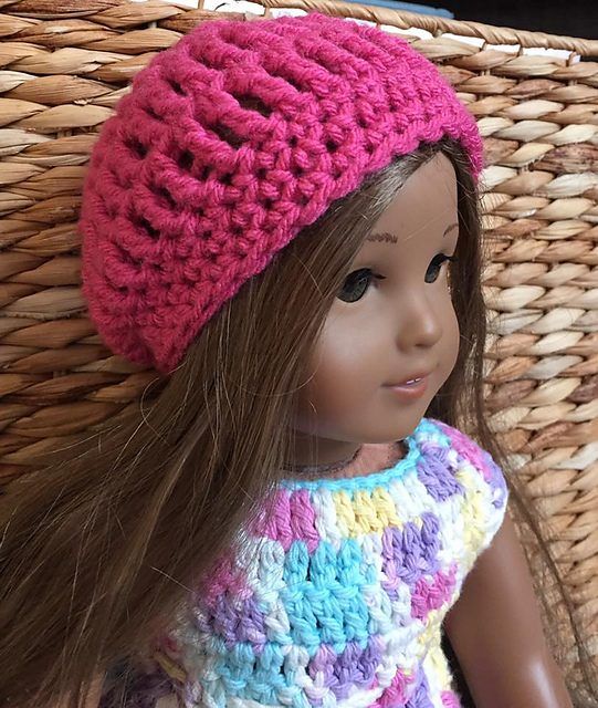 Simple Slouch Hat for 18-Inch Doll free crochet pattern by Patricia Klonoski