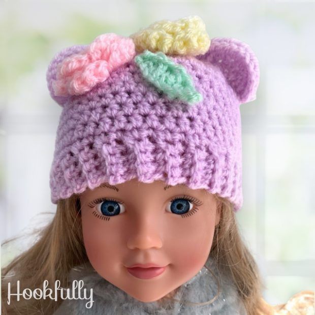 Cutie Bear Doll Hat free crochet pattern by Hookfully