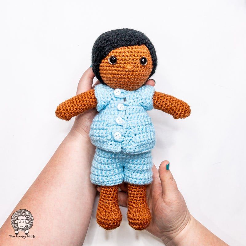 Easy Doll Pajamas free crochet pattern by The Loopy Lamb