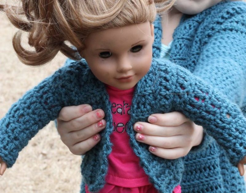 Doll Cardigan free crochet pattern by Jessica Cooper