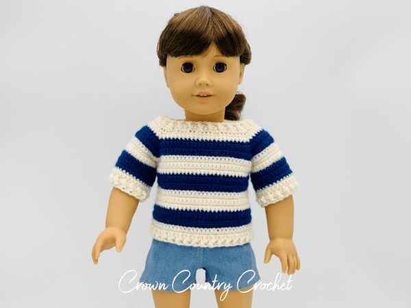 Striped Boatneck Sweater free crochet pattern by Crown Country Crochet