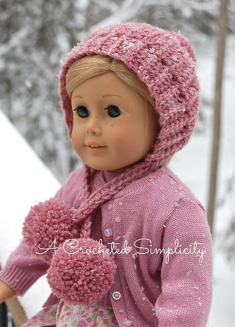 Winter Poms Doll Hat free crochet pattern by A Crocheted Simplicity