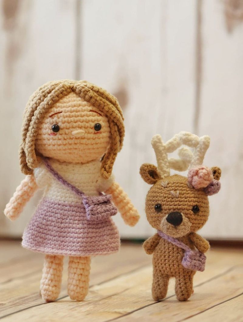 Violet the Schoolgirl Doll free crochet pattern by Julia Chiang