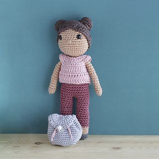 Sely the Doll with a Backpack free crochet pattern by Stella Markou